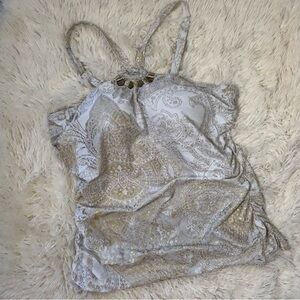 Swim by Cacique Swimsuit Tankini Top Women’s Size 20 White Gold Ruching Lined